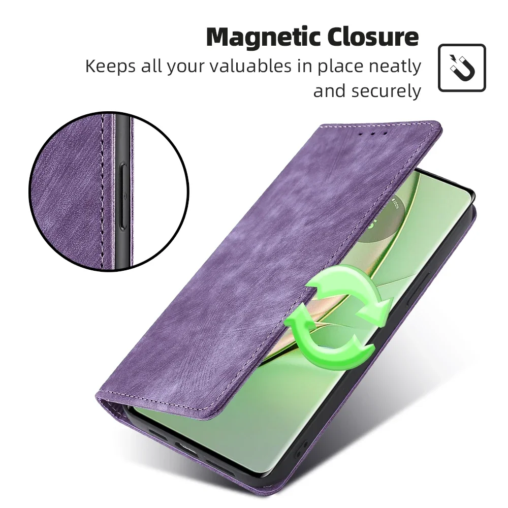 RFID Leather Wallet Case for Motorola G Stylus Edge 2023 G Play 4G 2024 G Power 5G G14 G84 G54 5G Magnetic Flip Case Card Slots