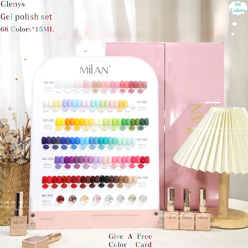 Glenys 68 color nail polish gel net red popular whitening immersion gel color matching card nail shop special varnish set 15ml