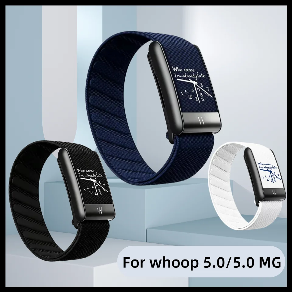Nylon Clock Pattern Printed Magnetic Loop Strap With Frame Replacement Kit For Whoop 5.0 MG Breathable Fitness Wristband