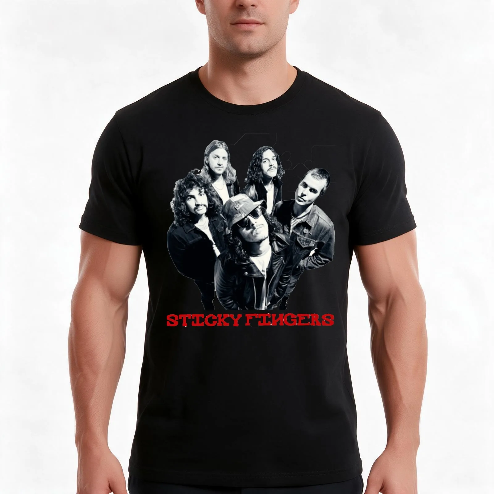 Sticky Fingers T-Shirt, Summer Casual Cotton Tee, Oversized Streetwear Tops, Vintage Graphic Print, Loose Fit Short Sleeve