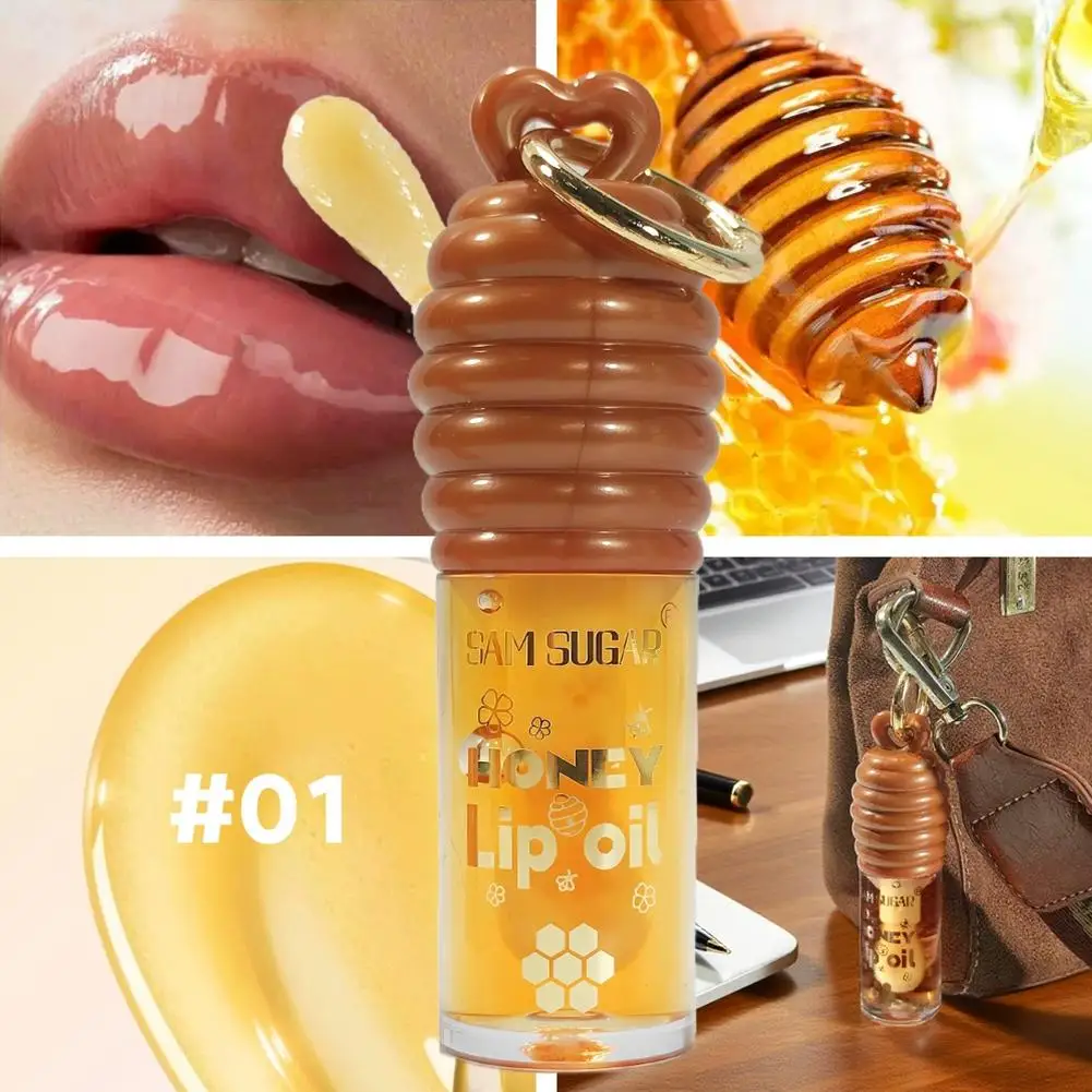 زيت شفاه مملوء بالعسل، ملمع شفاه مغذي وإصلاح للشفاه الجافة، يقلل خطوط الشفاه مع لمعان طبيعي، شفاه زجاجية غير لزجة