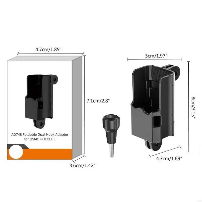 96BA Action Camera Expansion Mount for Pocket 3  Camera Foldable Hook Adapter