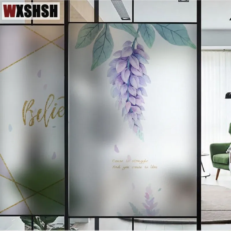 Window privacy film Custom Size Blooming Flower Anti-UV not transparent window film Stained Home Decorative Raamfolie