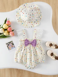 MILANCEL 2025 Summer Baby Clothes Colorful Dot Girls Bodysuit Sleeveless One Piece Front Bow Clothing