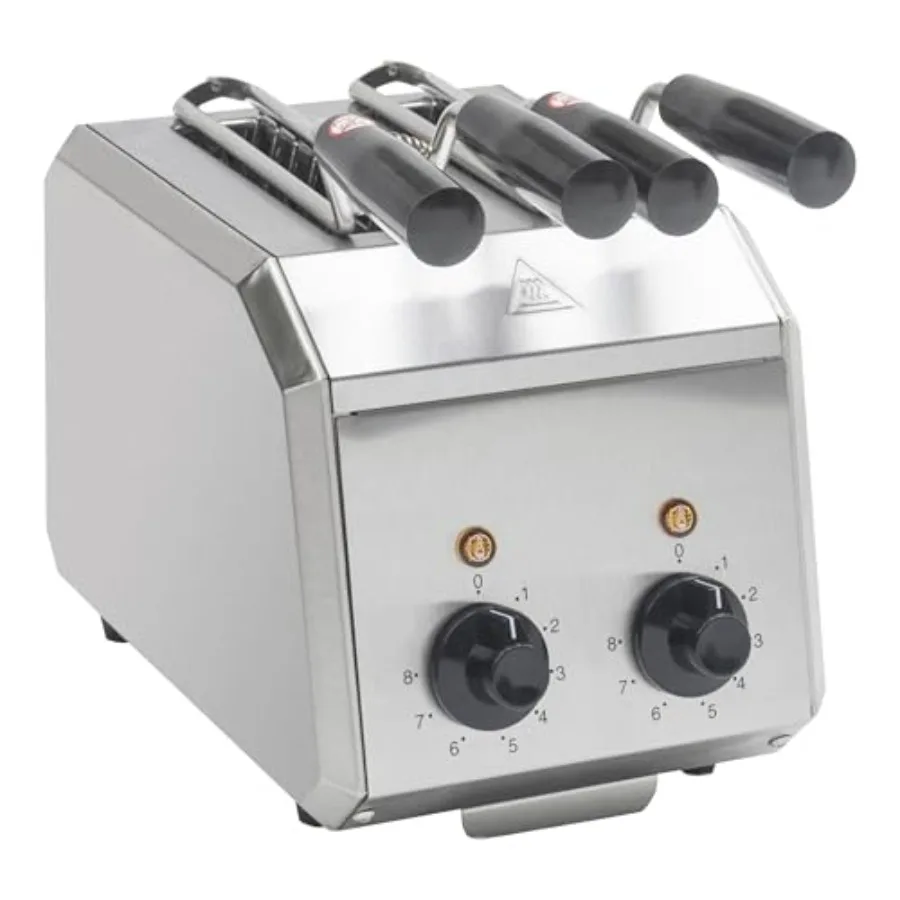 

2 Slice Toaster Stainless Steel 2-Slice Wide Slot 600W per Slot Energy Efficient SUS 304 Tongs 8-Minute Timer Removable Crumb T