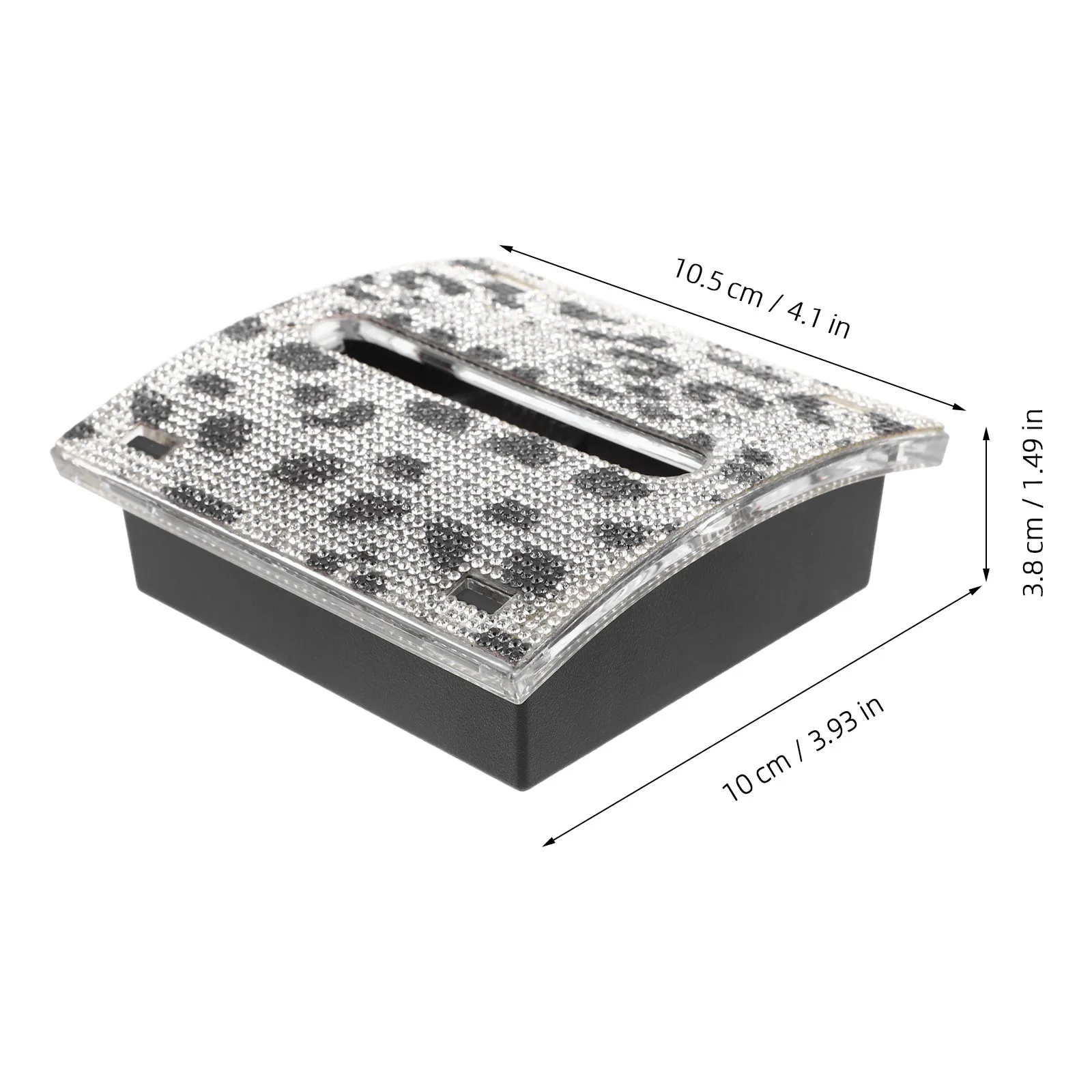 Leopard Rhinestone Memo Box Plastic 4x4 Desktop Note Organizer Pull Out Memo Case Decorative Bling Desk Accessories Note Holder