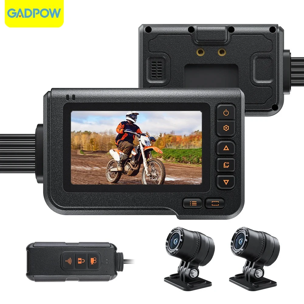 

Gadpow Motorcycle DVR Dual 1080P Full Body Waterproof Moto Camera WiFi GPS Dash Cam Front Rear Driving Video Recorder Black Box