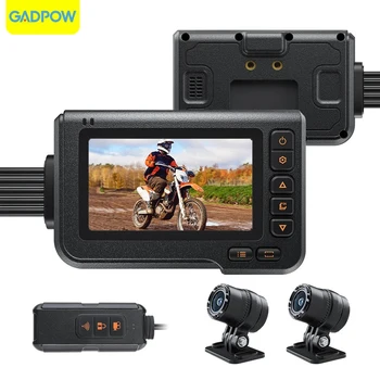 Gadpow 오토바이 DVR 듀얼 1080P 전신 방수 모토 카메라, 와이파이 GPS 대시 캠, 전방 후방 운전 비디오 녹음기, 블랙 박스 