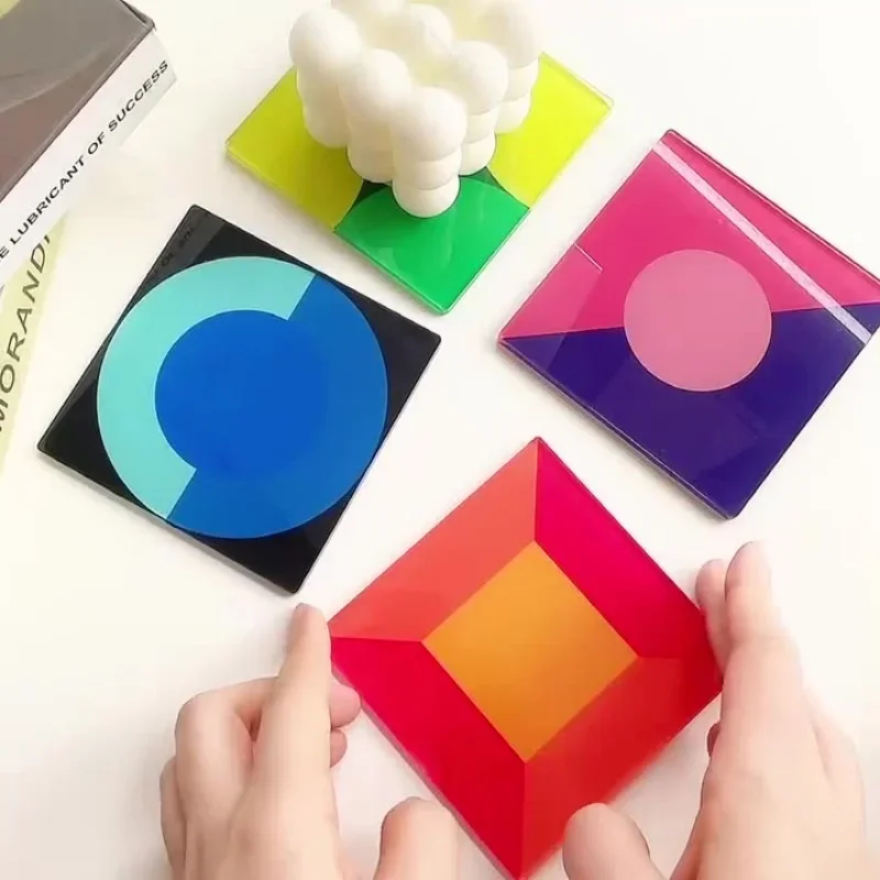 Square Coasters Acrylic Heat-resisting Antiskid Cup Pad Waterproof Reusable Drink Hot Pads Drinkware Kitchen Tableware Set Decor