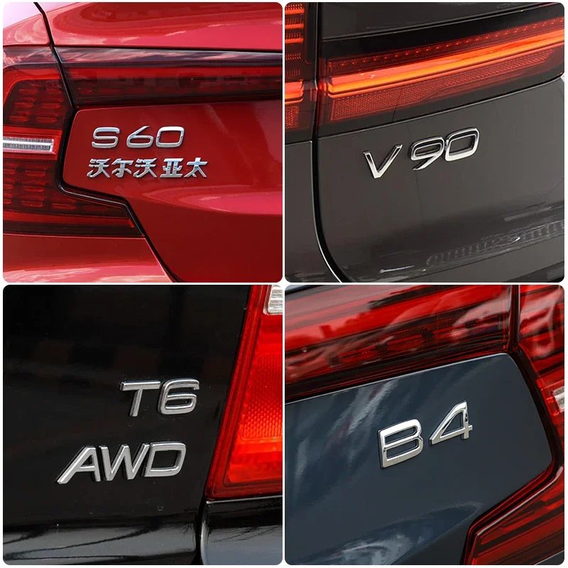 

Automobile ABS letter decoration accessories AWD badge Volvo T3 T4 T5 T6 T8 XC60 XC90S40S8 S90 B6 letter sticker exterior parts.