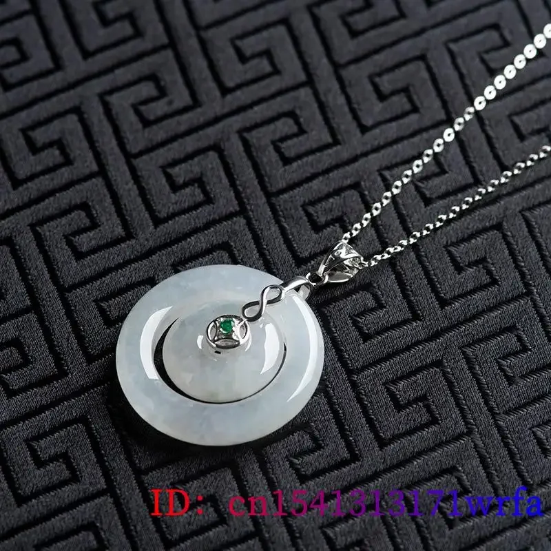 Imagem -05 - Burmese Jade Donut Pingente Pedras Preciosas Naturais 925 Prata Amuletos Brancos Jóias de Luxo Presentes para Mulheres e Homens