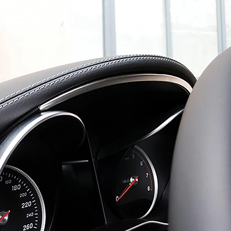 Car Styling Dashboard Decoration Strip For Mercedes Benz C Class W205 GLC X253 Stainless Steel Instrument Cover Trim