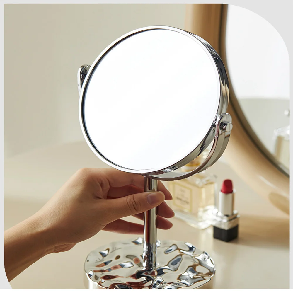 Makeup Mirror,Magnifying Mirror 1/2X Magnification, Large Table top Two-Sided Swivel Vanity Mirror, Chrome FinishStyle