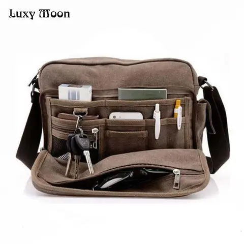 High Quality Multifunction Canvas Bag travel bag men messenger bag brand men's crossbody bag luxury vintage style briefcase w304