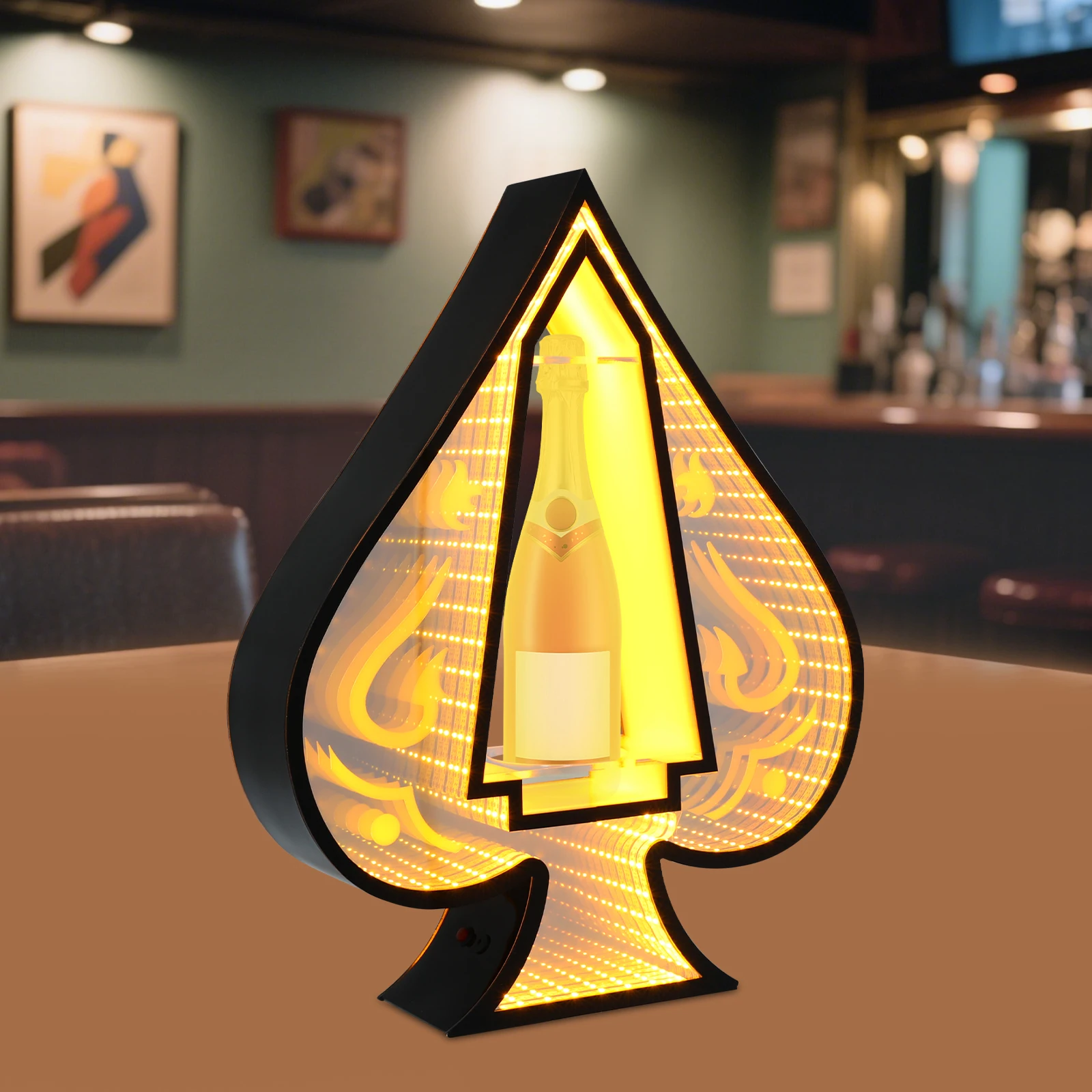 

LED Lighted Liquor Bottle Display Shelf,Ace of Spades Champagne VIP Bottle Presenter,Champagne Bottle Display Stands, yellow