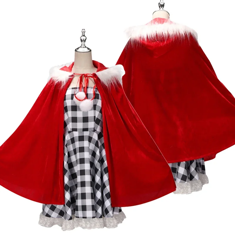 

Movie Cindy Lou Who Cosplay Costume Adult Women Girls Cloak Dress Suit Halloween Party Outfit Uniform Christmas