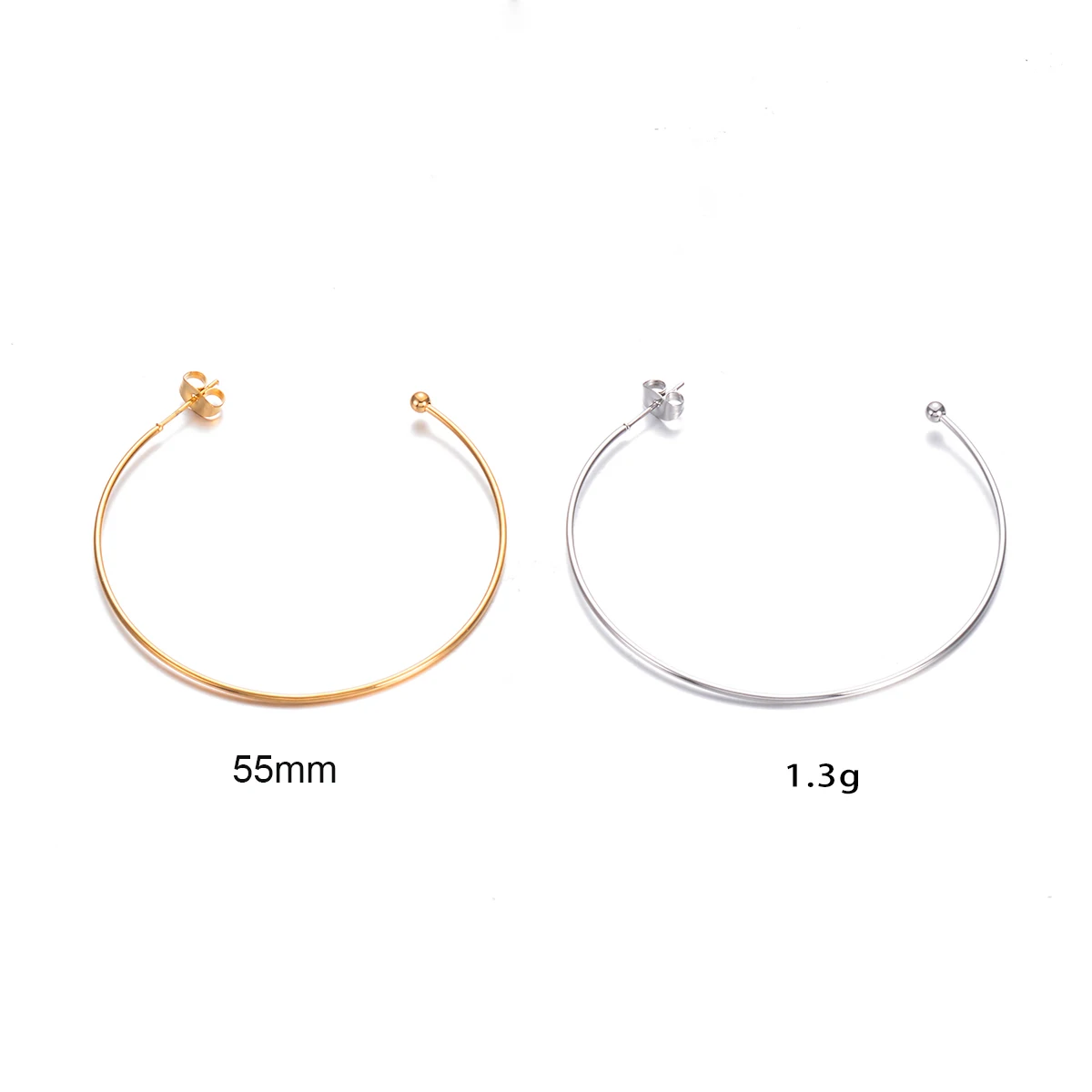 10PCS French Ball Tip Open Circle Hoop Earring Stainless Steel Hyperbole Large Eardrop for Women Fashion Vacation Gift Jewelry