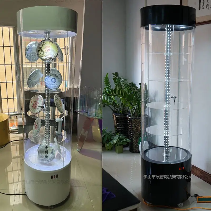 Benutzerdefinierte Acryl Vitrine Runde Kosmetik Modell Parfüm Dental Schmuck Rotierenden Display Stand High-end