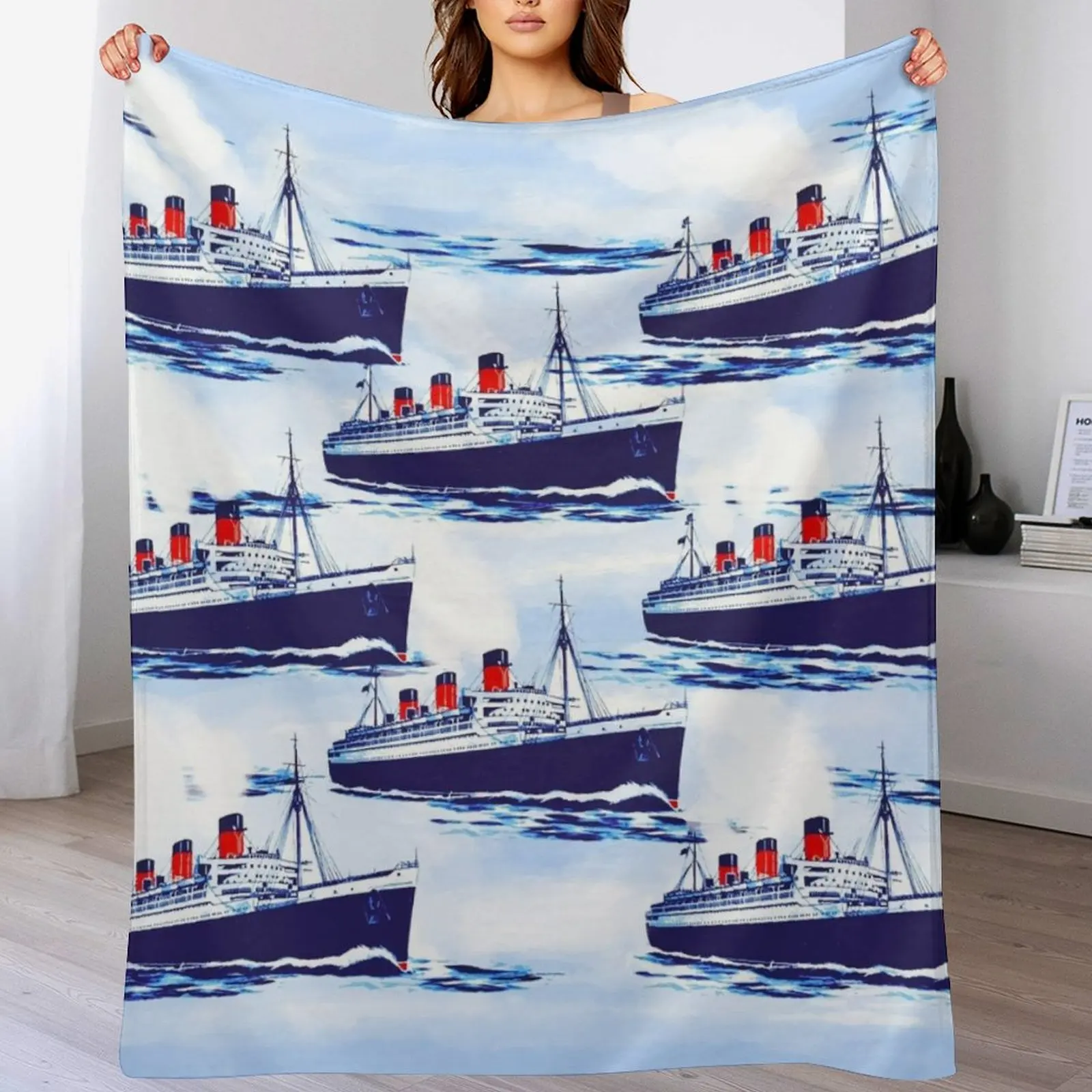 Boat Scrub Cap Pattern Throw Blanket Luxury Designer Bed Blankets