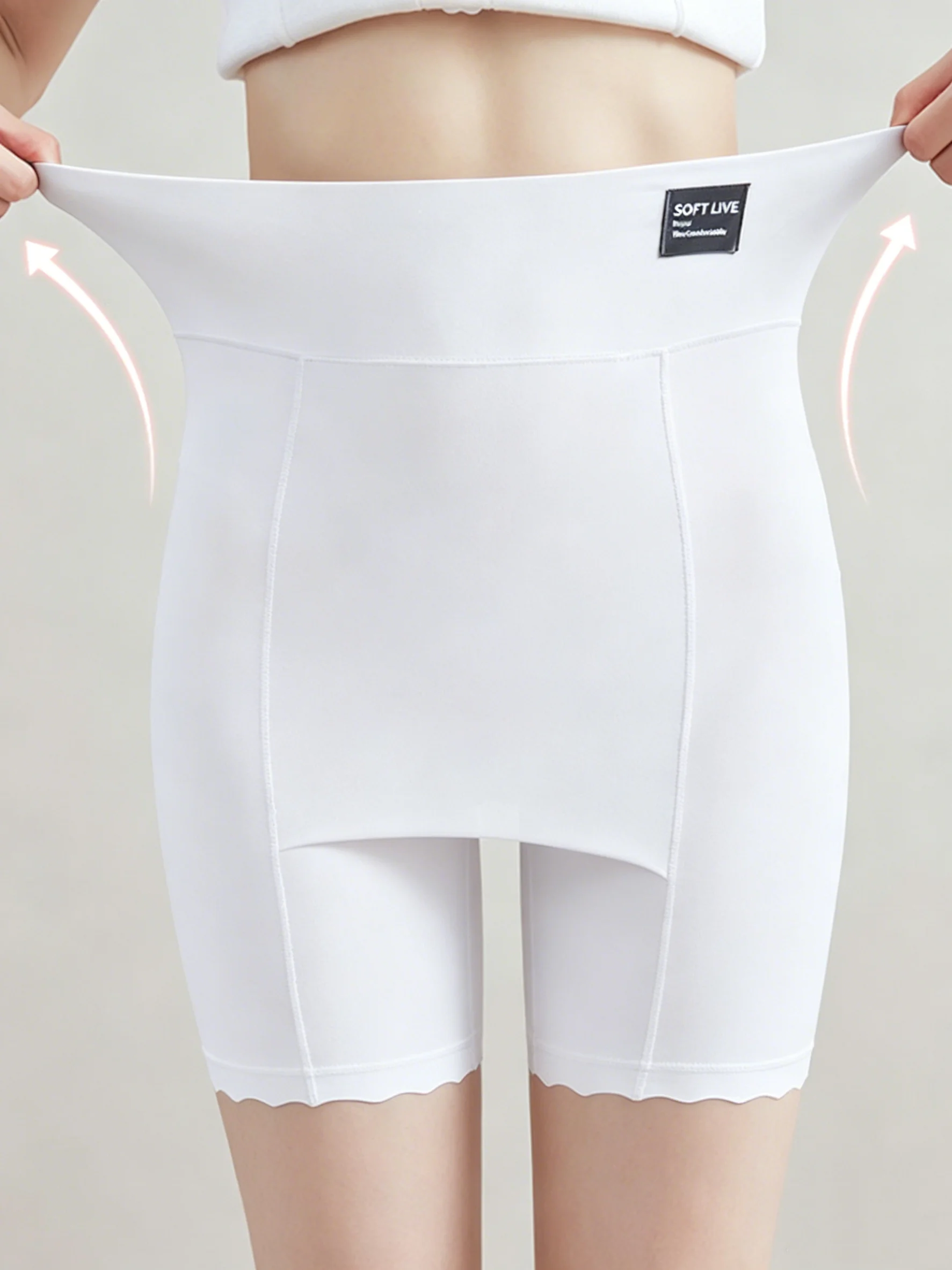 Women's Modest Crotch Cover Safety Shorts, Ice Silk Anti Embarrassment Slip Shorts, High Waist Tummy Control Leggings - view 2