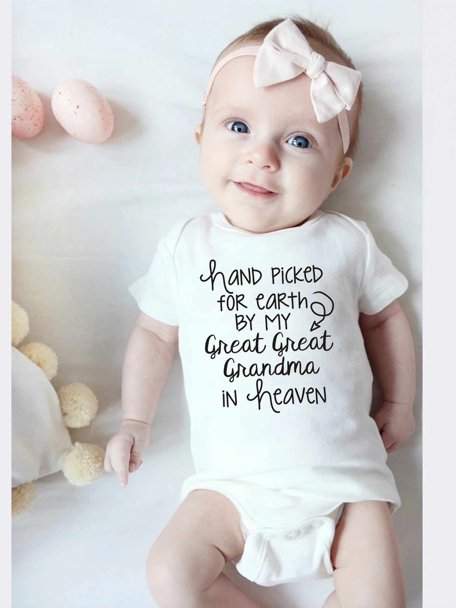 Hand Picked for Earth By My Great Great Grandma in Heaven Toddler Bodysuit Baby Boys Girls Clothes Newborn Infant Jumpsuit