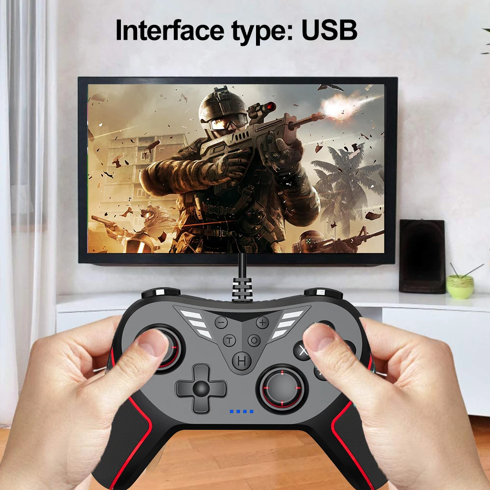 USB Wired Game Controller with Vibration Gamepad Joystick Wired Gamepad 2m Cable for Nintendo Switch Game Console PC Windows