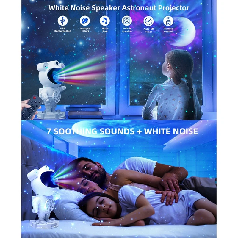 Sterrenstelsel Nachtlicht Ster Astronaut Galaxy Projector Met Bluetooth Speaker, Timer, Afstandsbediening-Perfect Voor Slaapkamer En Geschenken