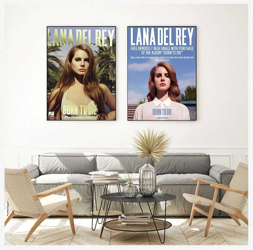 Decorative Pictures Lana Del Rey Pop Wall Art Posters and Prints White Kraft Paper for Bedroom Home Decor