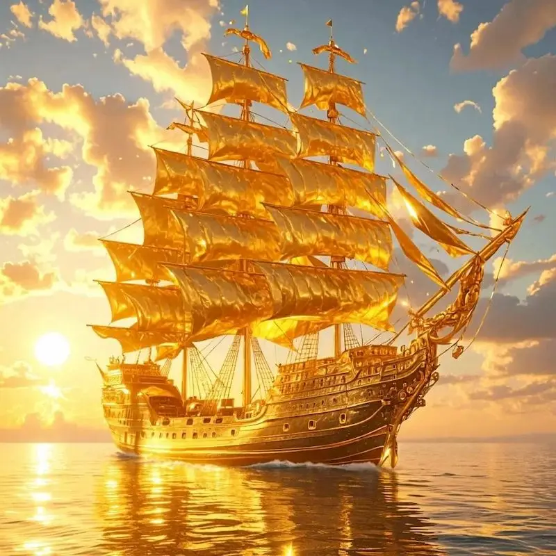 

SDOYUNO 5D DIY Diamond Painting Sailboat Cross Stitch Gold Ship Full Round Square Diamond Embroidery Drill Mosaic Art Gift Decor