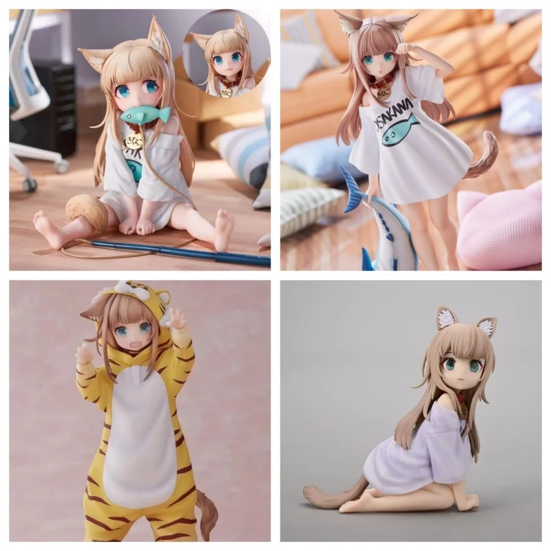 12cm My Cat Is A Lovely Girl Anime Figure Soybean Pvc Action Figure Collectible Model Doll Toy  Kawaii Model Toys Collect Gifts