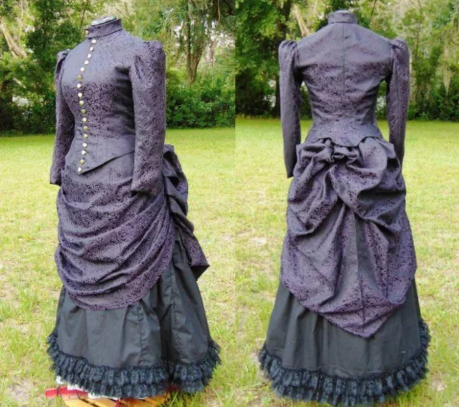 Women Victorian Bustle Purple And Black Dress Victorian Gothic Queen Dress Goth Victorian Fancy Ball Gown Reenactment Costume