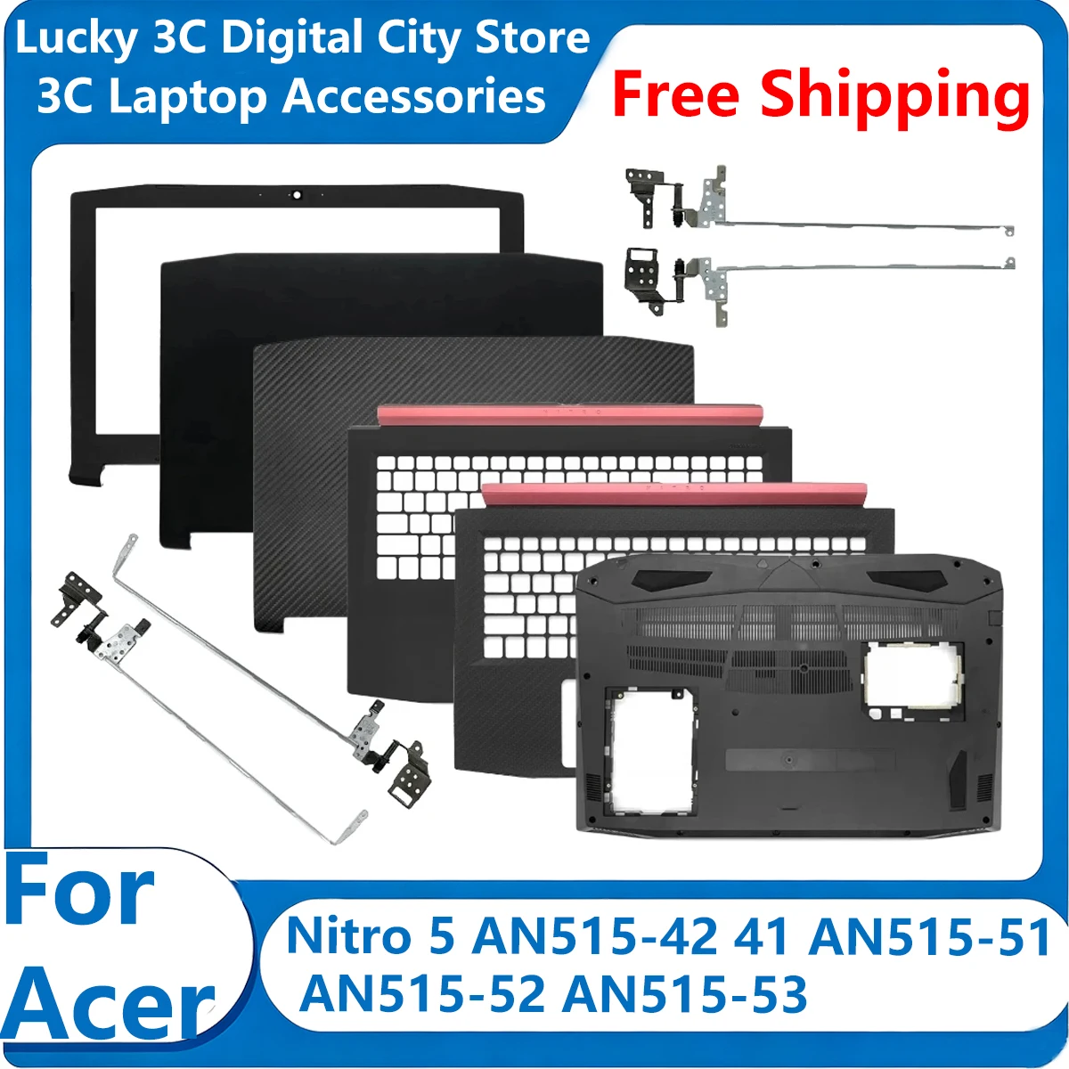 Neu für Acer Nitro 5 AN515-42 41 AN515-51 AN515-52 AN515-53 Laptop LCD-Rückabdeckung/Frontblende/Handballenauflage/Unterseite/Scharniere Schwarz