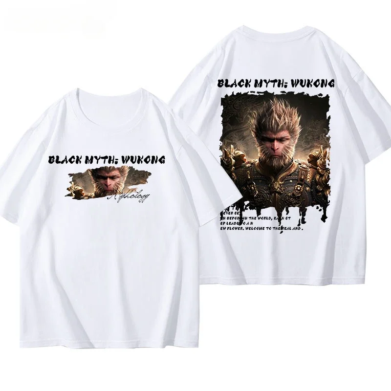 Black Myth Wukong Game The Same Steam Supreme Treasure Printed Short Sleeve Girls Pure Cotton Original Trend T-shirt Clothes