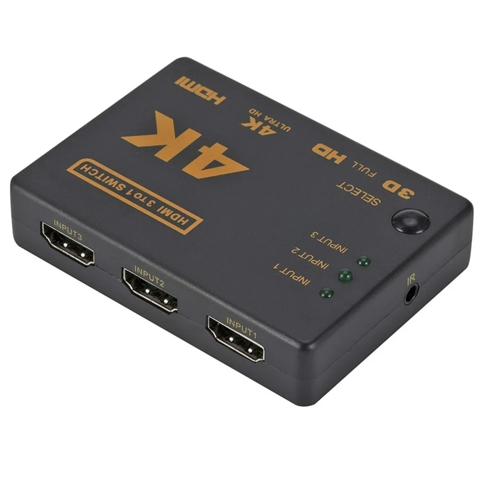 LccKaa 4K HDMI-Compatible Switch With Remote HDMI 1.4 Switcher 3-in-1 Splitter Hub 3 inout 1 Output for Xbox PS3/4 HDTV Display