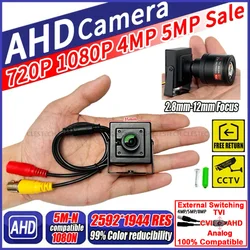 Pequeno CCTV AHD Mini Câmera, Focus 5MP 4MP 2MP1080P, Controle IV, 4in 1 Metal Little Cam HD, Full Digital Micro Segurança com Suporte