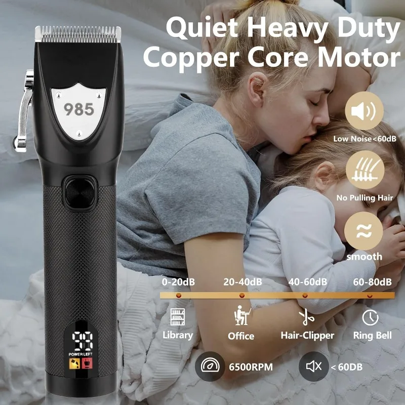 Professional Hair Clippers for Men, Electric Cordless Clippers,Trimmers Set,Nose Hair Beard Trimmer,Hair Cutting Barber Clippers