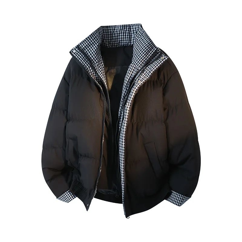 الرجال والنساء الأمريكية منقوشة وهمية قطعتين أسفل سترة للجنسين الوقوف طوق سميكة معطف الشتاء مبطن سترة منتفخة #4