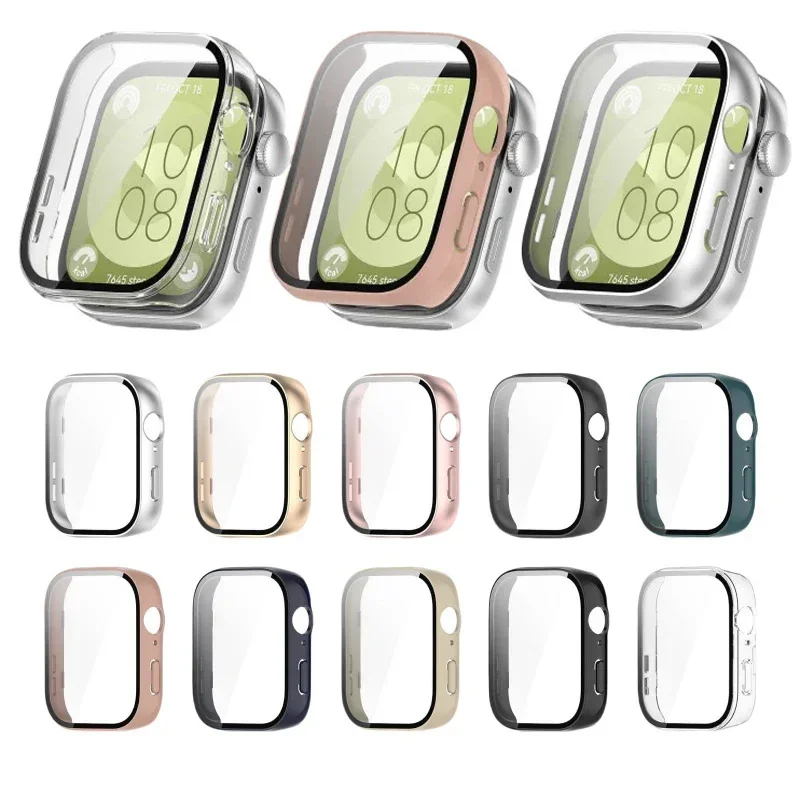 Закаленное стекло + чехол для Huawei Watch Fit 3, универсальный бампер для ПК, защитные чехлы для экрана Huawei Watch Fit 3, аксессуары