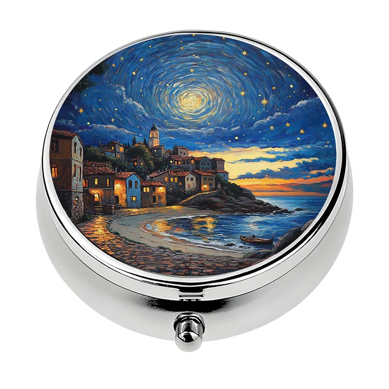 Single-piece, three-compartment starry night sea view box, storage container, organizer box, unique travel style