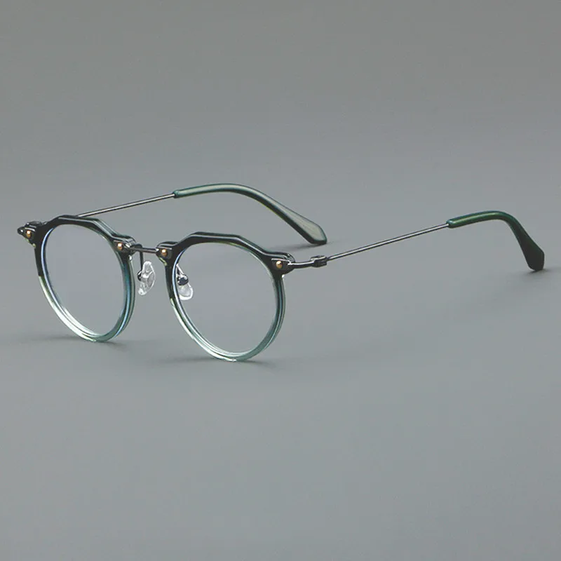 Designer hand-made ultra-light pure titanium glasses frame retro optical acetate glass frame can be equipped with prescription g