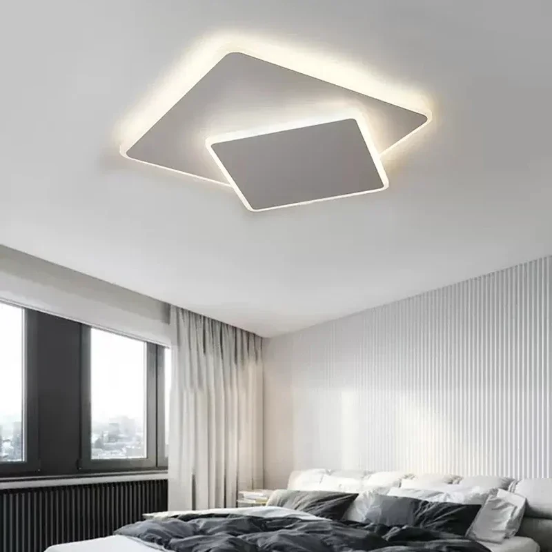 Plafonnier LED blanc au design moderne, luminaire décoratif d'intérieur, idéal pour une chambre à coucher, un salon, un bureau, une chambre de bébé ou une cuisine