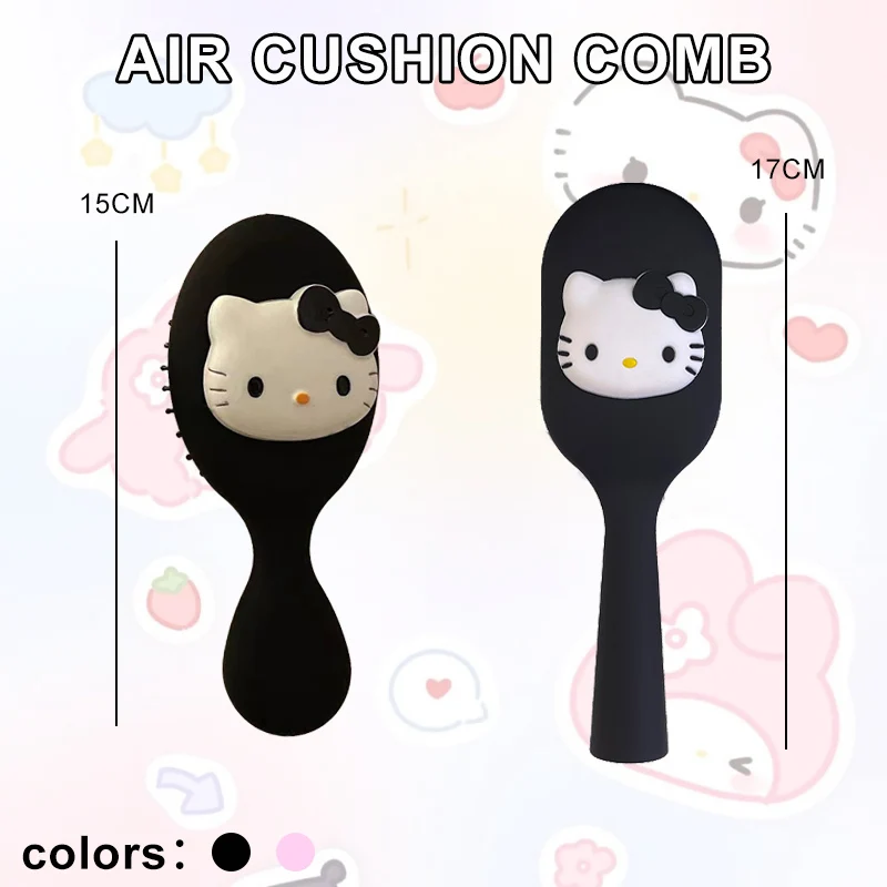 1PC giapponese Hello Kitty nero simpatico cartone animato cuscino d'aria Airbag massaggio pettine pettine per capelli per ragazze portatile a casa regalo creativo