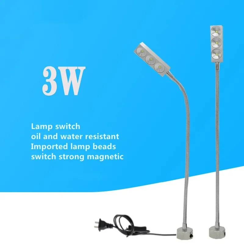 Lampu Alat Mesin Leher Angsa Dapat Disesuaikan Fleksibel 500Mm Led 3W untuk Mengasah/Mesin Penggilingan/Lampu Cetakan Amd Mesin Jahit Kuku