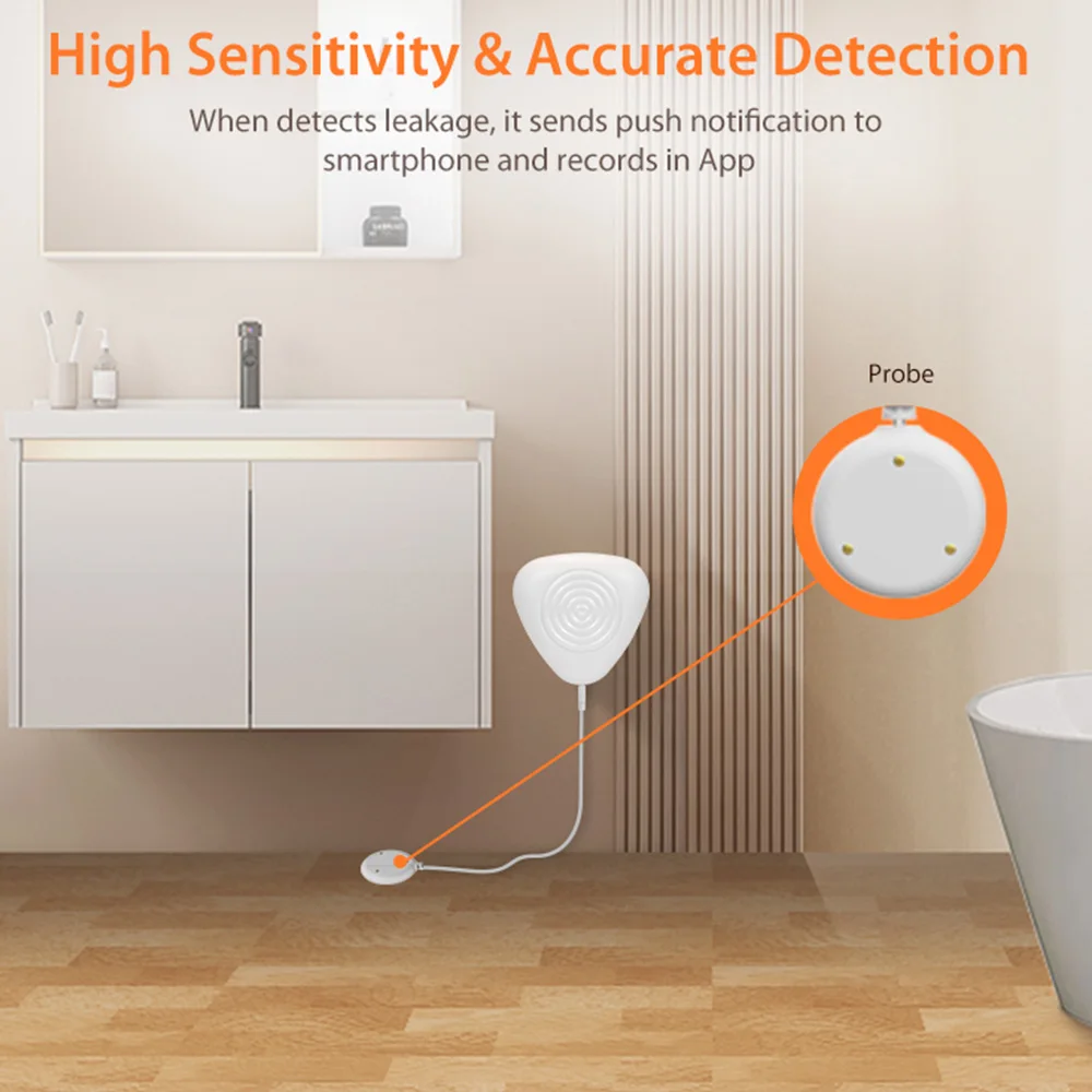 Imagem -05 - Detector de Vazamento de Água com Controle Remoto Sensor de Inundação Funciona com Alexa Google Tuya Smart Standard Funciona com Smart Things App Zigbee 3.0