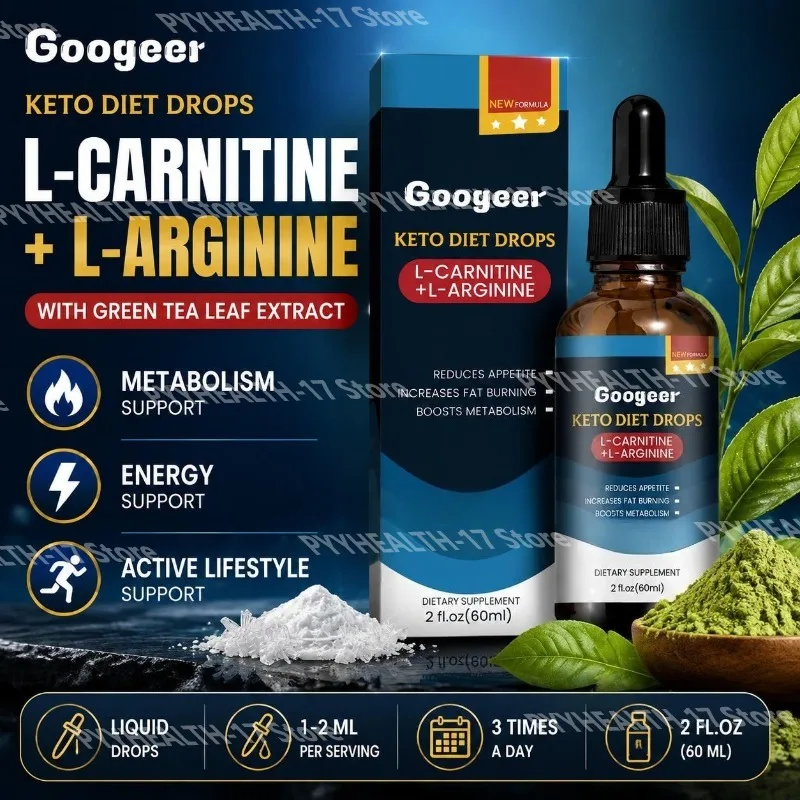 Googeer Keto Diet Drops with L-Carnitine, L-Arginine & Green Tea Extract for Metabolism and Energy Support, 2 fl oz 60 mL