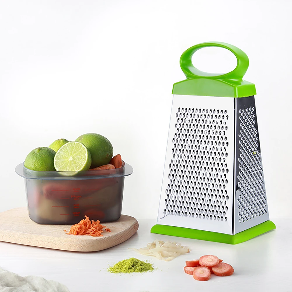 

Handheld Four-sided Boxed Grater Vertical Stainless Steel Grating Cucumbers Carrots Potato Slicer Non-slip Kitchen Accessories