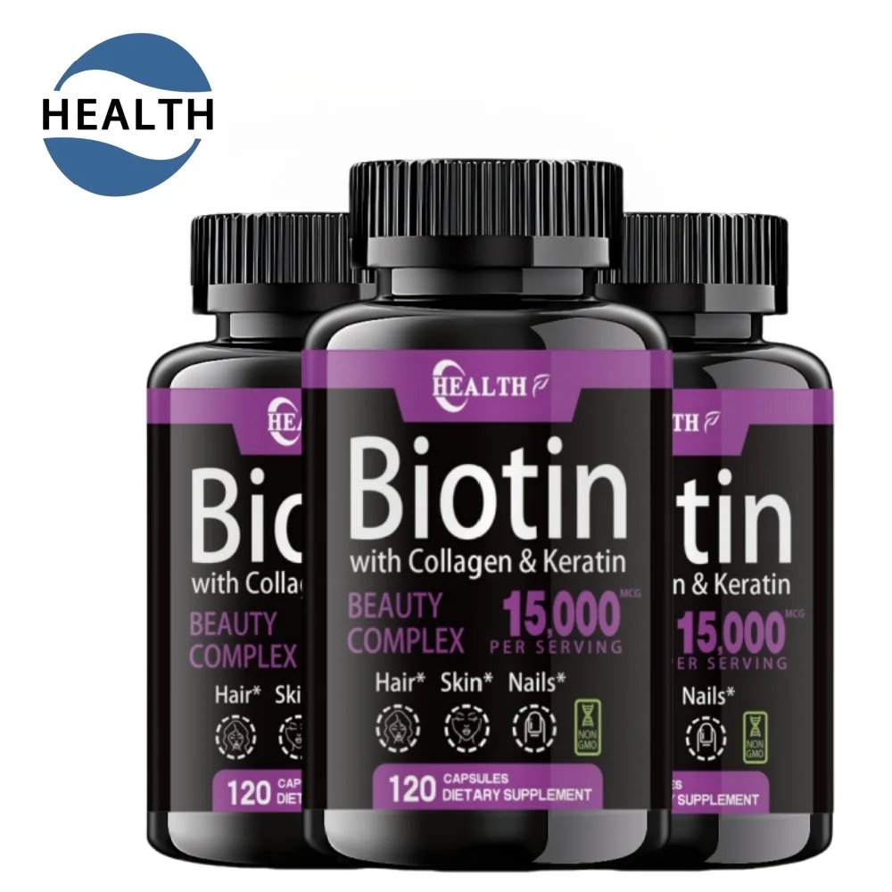 Biotin Collagen Keratin Supplement for Hair Skin Nail NonGMO 120 Capsules