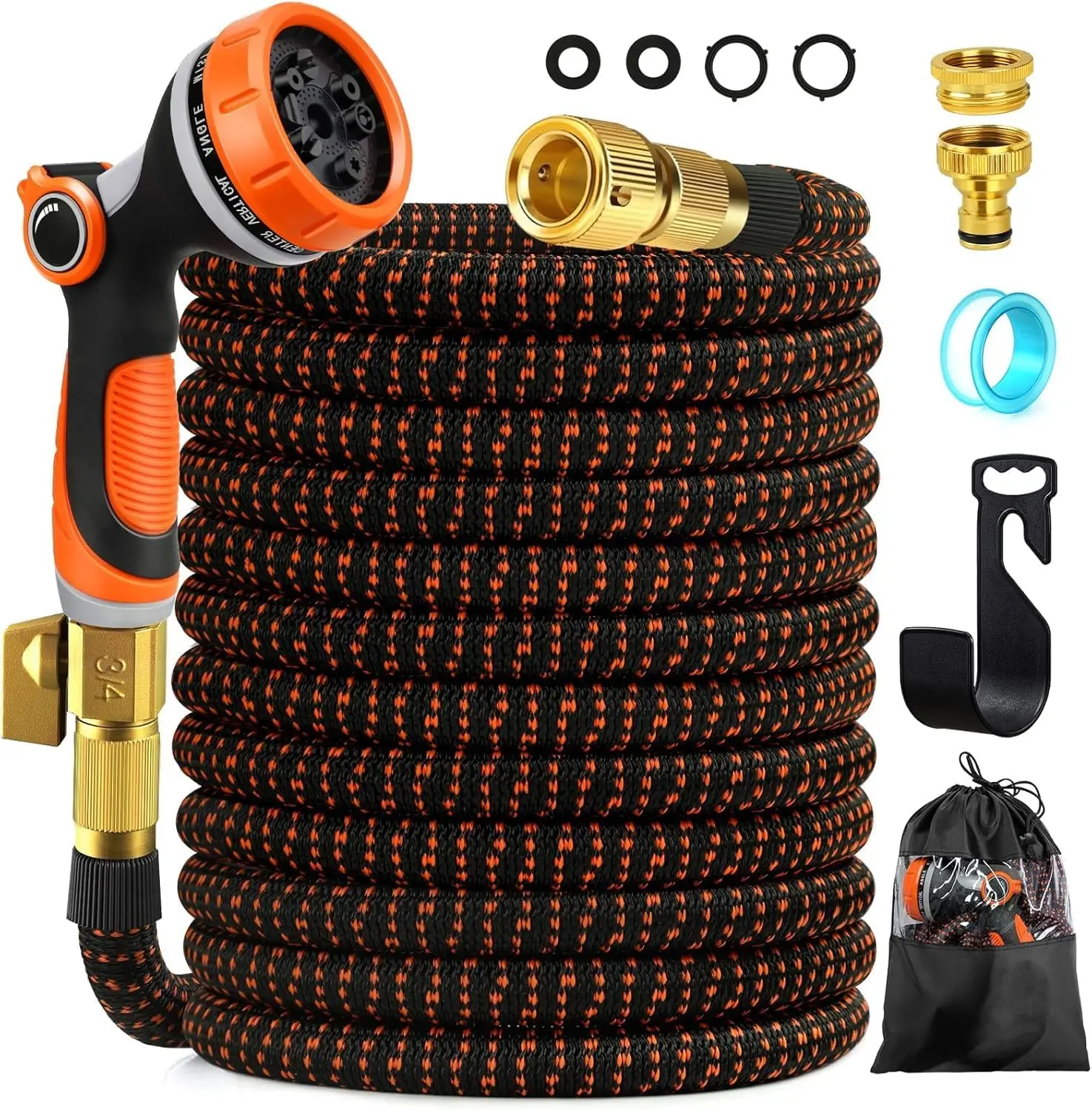 

Expandable Garden Hose 7.5m/15m/30m, Ultra-Lightweight Design, 10 Modes Nozzle, Triple Latex Core4000D Fabric for Garden/Car/Pet