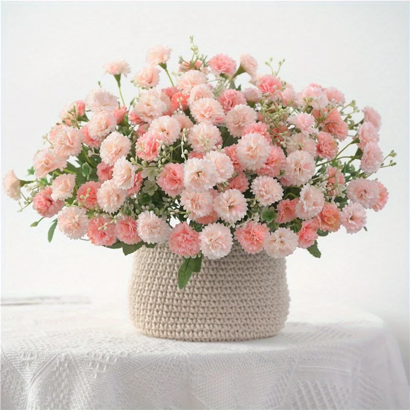 20 Heads/Bouquet Artificial Carnation Silk Carnation Flowers Bride Flower For Mother Wedding Party Home Decoration