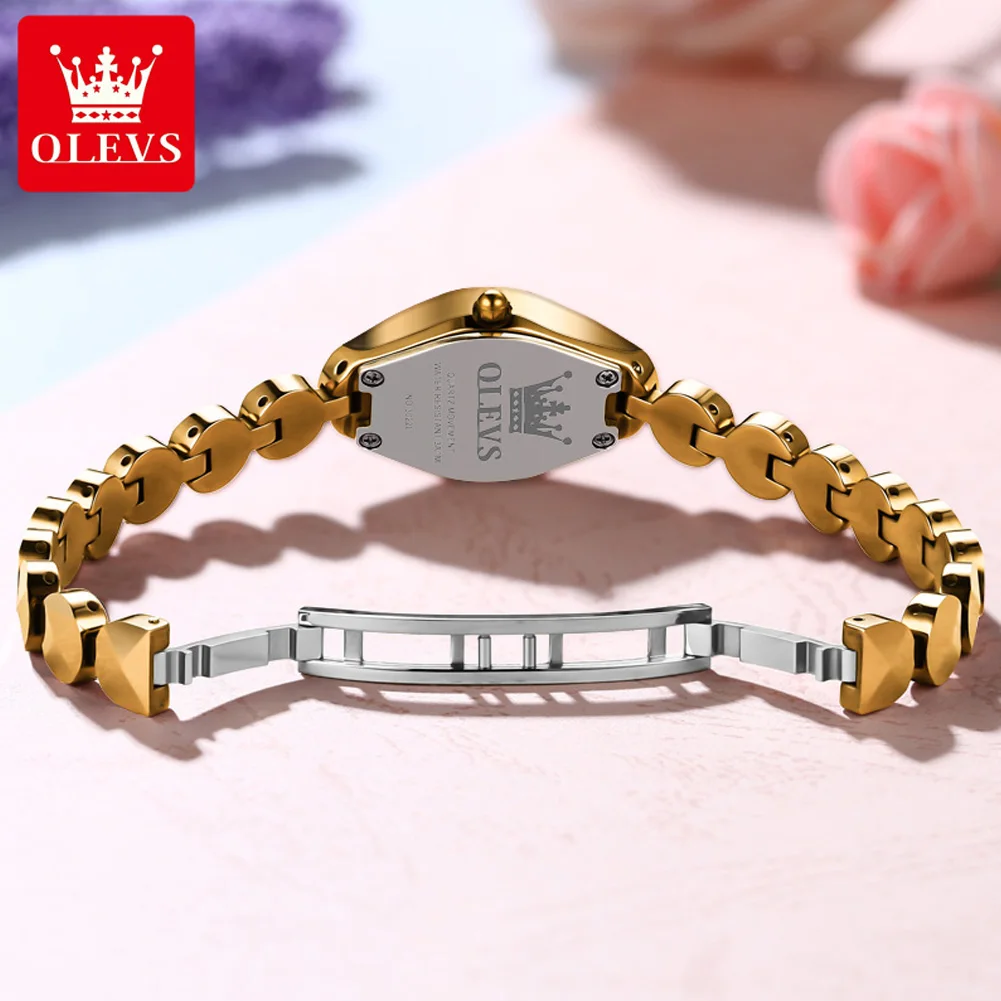 Top Brand OLEVS Tungsten Steel Quartz Watch for Women Luxury Fashion Diamond Cutting Mirror Waterproof Ladies Dress Wrist watch